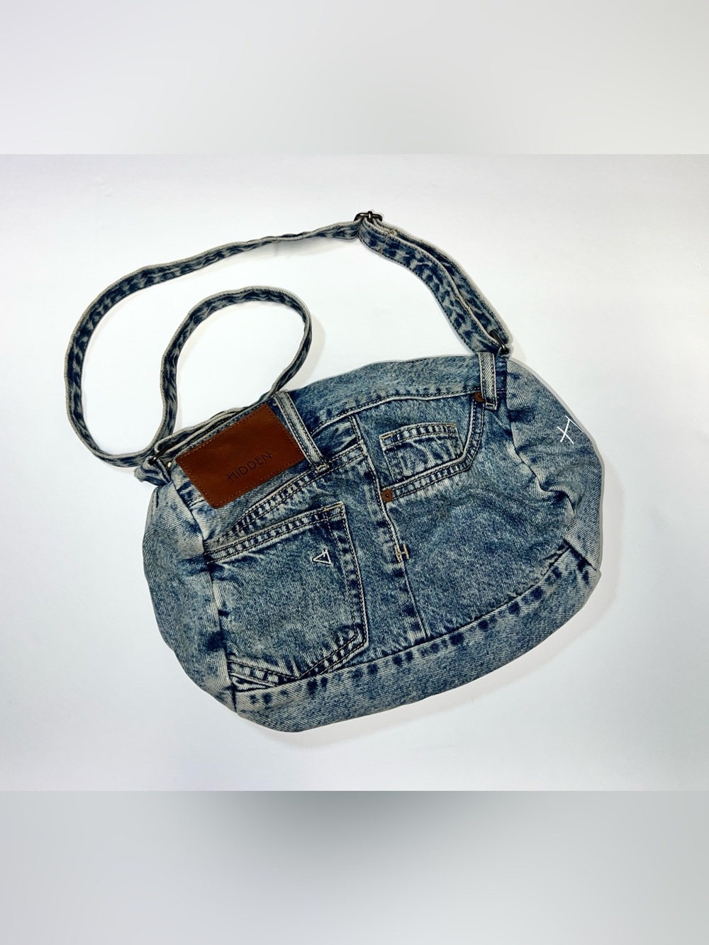 Hidden Los Angeles Acid Wash Denim Pocket Crossbody Bag Mini Tote Y2K Jean Purse
